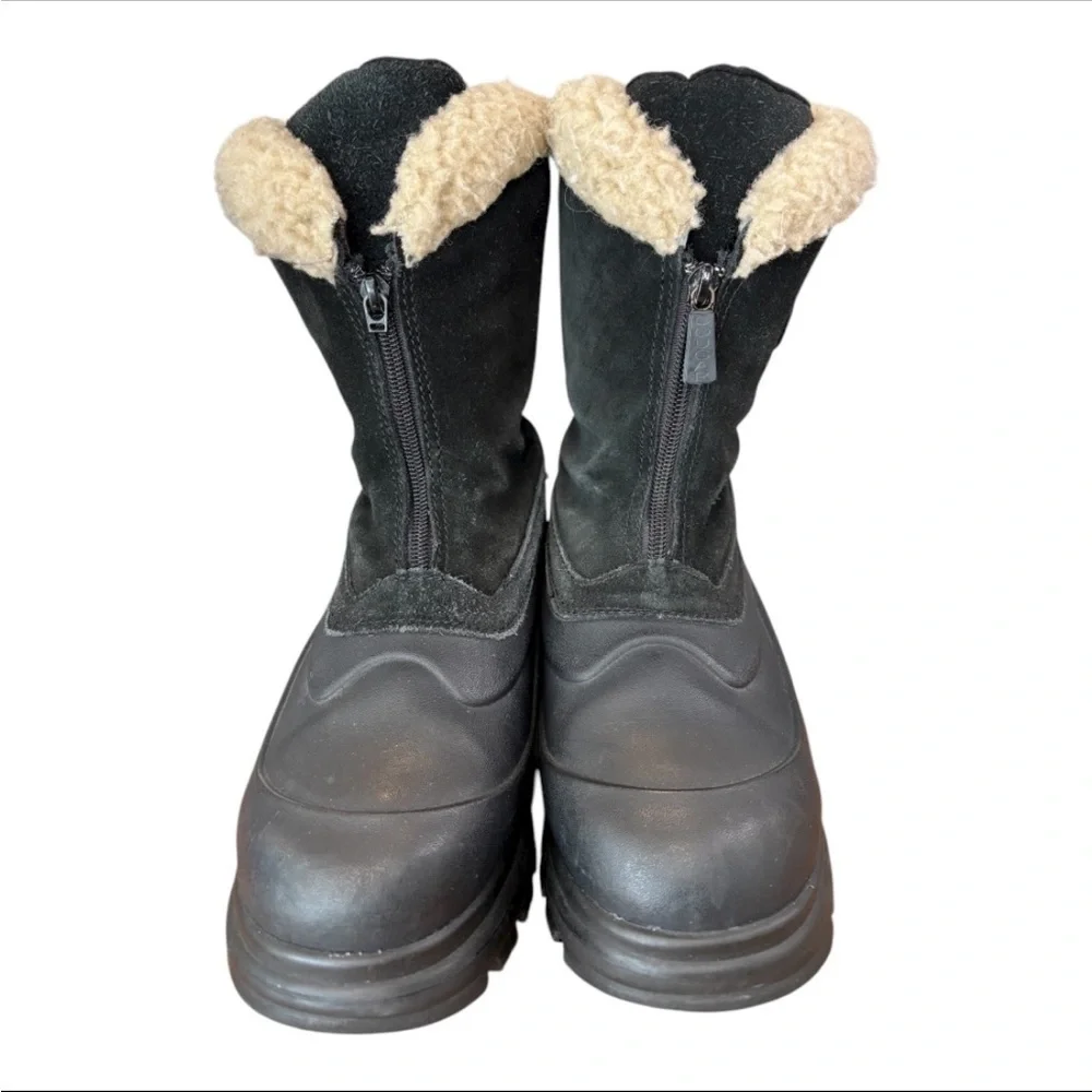 Cougar Black Insulated Winter Boots with Faux Fur Trim & Zipper Front, Sz 8